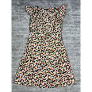 Blanco Mini Dress Womens 36 Multicolor Floral Flutter Sleeve A-Line Ditsy Print